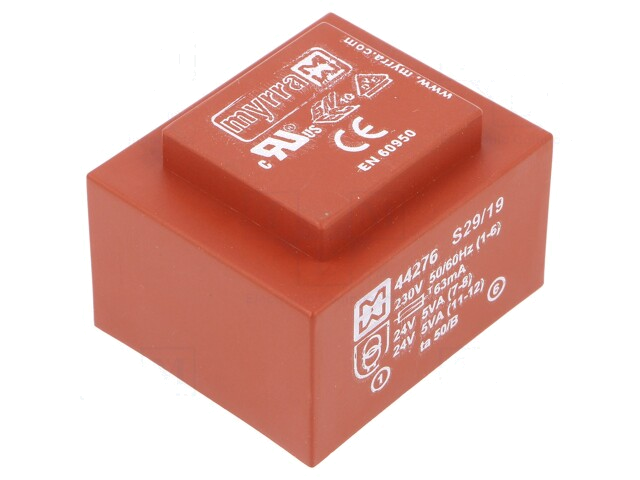 Transformator: ingegoten; 10VA; 230VAC; 24V; 24V; 208mA; 208mA; PCB Transformator: ingegoten; 10VA; 230VAC; 24V; 24V; 208mA; 208mA; PCB